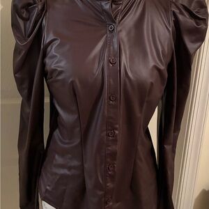 Chic Button-Down Women's Top in Rich Brown